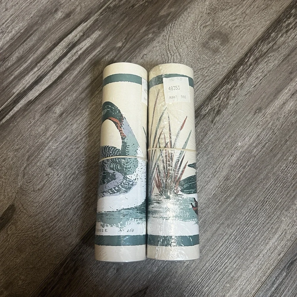 Set of 2 Vintage 80's 90s Wallpaper Border White Fronted Wild Goose